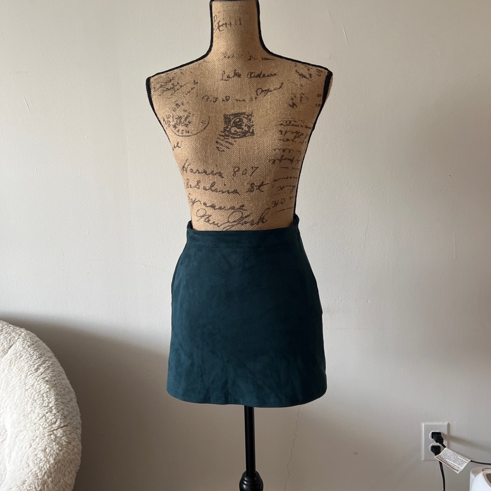 Blue Rain teal fabric mini skirt